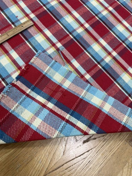 画像4: 生地：綿100%ヘビーツイルチェック柄（レッド×ブルー） (4)