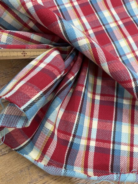 画像6: 生地：綿100%ヘビーツイルチェック柄（レッド×ブルー） (6)