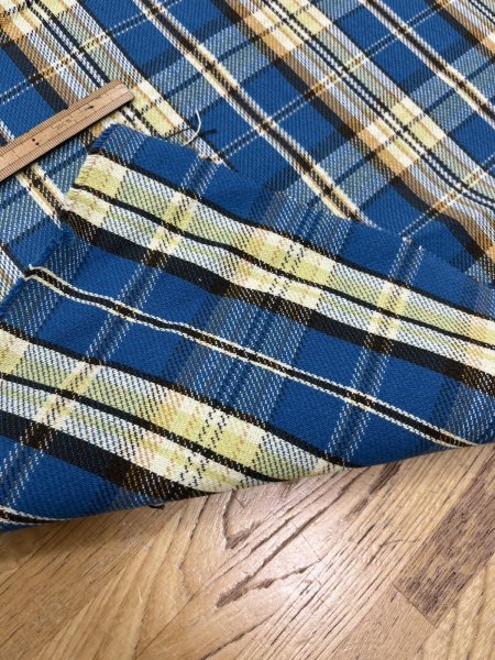 画像4: 生地：綿100%ヘビーツイルチェック柄（ブルー×イエロー） (4)