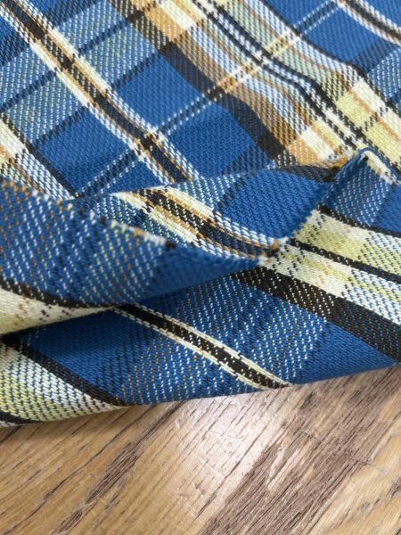 画像5: 生地：綿100%ヘビーツイルチェック柄（ブルー×イエロー） (5)