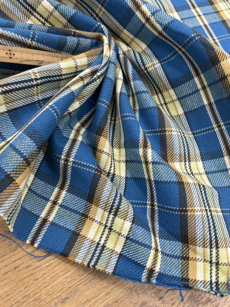 画像6: 生地：綿100%ヘビーツイルチェック柄（ブルー×イエロー） (6)