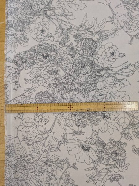 画像3: 生地：ジーナ糸ポリエステルデシン花柄（白／グレー） (3)