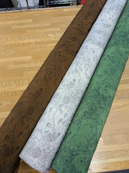 画像8: 生地：ジーナ糸ポリエステルデシン花柄（白／グレー） (8)