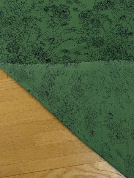画像4: 生地：ジーナ糸ポリエステルデシン花柄（緑／黒） (4)