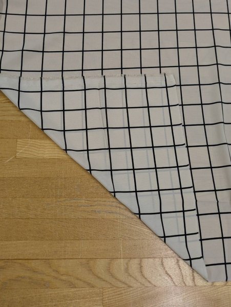 画像4: 生地：ポリエステルデシン／格子プリント（ベージュ×黒） (4)