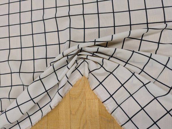 画像6: 生地：ポリエステルデシン／格子プリント（ベージュ×黒） (6)