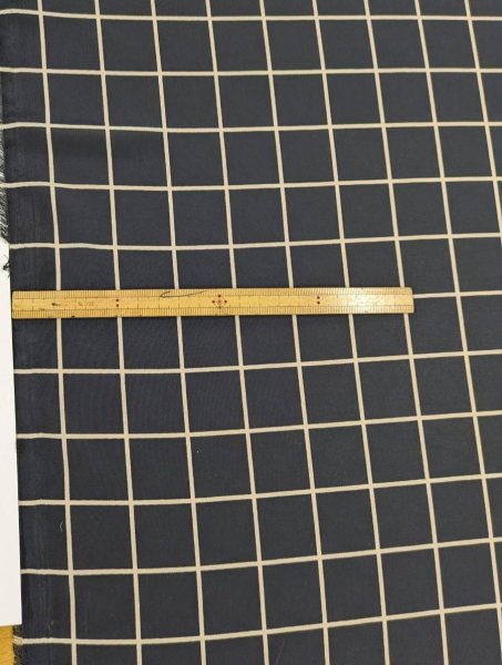 画像2: 生地：ポリエステルデシン／格子プリント（黒×ベージュ） (2)