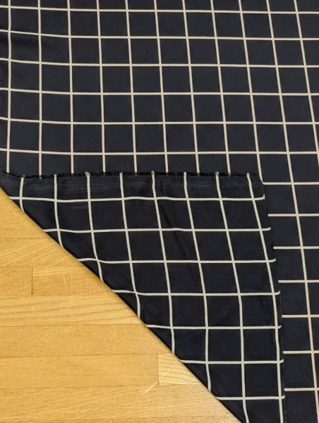 画像4: 生地：ポリエステルデシン／格子プリント（黒×ベージュ） (4)