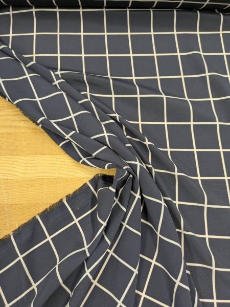 画像5: 生地：ポリエステルデシン／格子プリント（黒×ベージュ） (5)
