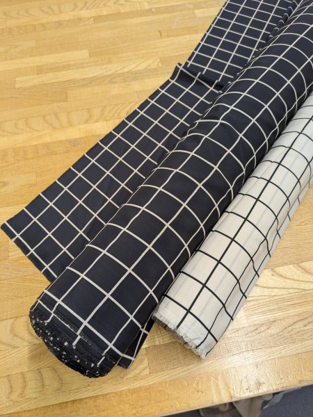 画像8: 生地：ポリエステルデシン／格子プリント（黒×ベージュ） (8)