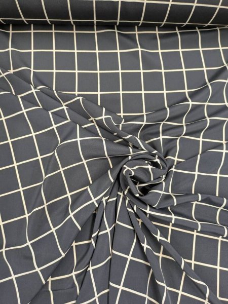 画像7: 生地：ポリエステルデシン／格子プリント（黒×ベージュ） (7)