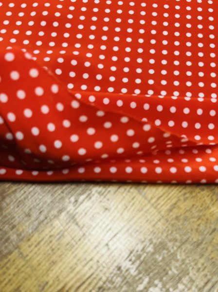 画像6: 生地：ポリエステルデシン／ドットプリント（レッド×ホワイト） (6)