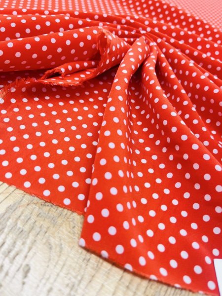 画像7: 生地：ポリエステルデシン／ドットプリント（レッド×ホワイト） (7)