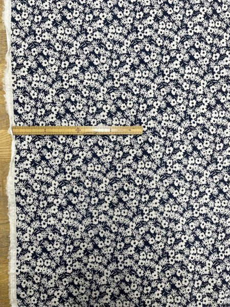 画像2: 生地：80ローン ミラクルウェーブ プリント（ネイビー×ホワイト） (2)