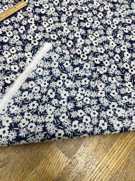 画像4: 生地：80ローン ミラクルウェーブ プリント（ネイビー×ホワイト） (4)