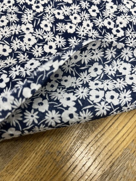 画像5: 生地：80ローン ミラクルウェーブ プリント（ネイビー×ホワイト） (5)