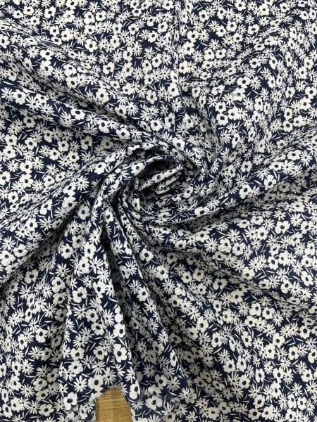 画像7: 生地：80ローン ミラクルウェーブ プリント（ネイビー×ホワイト） (7)