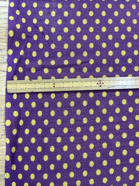 画像3: 生地：ポリエステル 水玉プリントチュール（パープル×イエロー） (3)