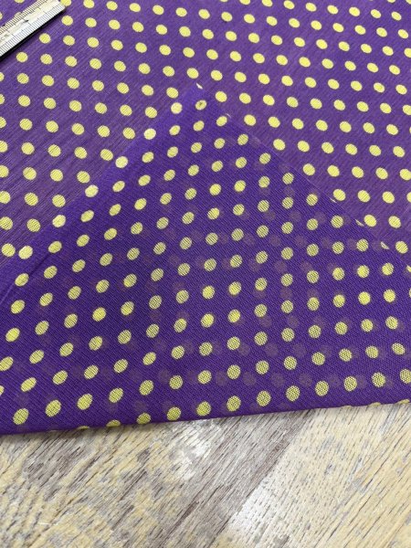 画像4: 生地：ポリエステル 水玉プリントチュール（パープル×イエロー） (4)