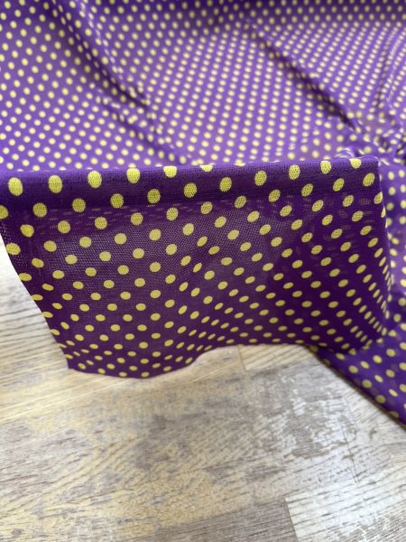 画像7: 生地：ポリエステル 水玉プリントチュール（パープル×イエロー） (7)