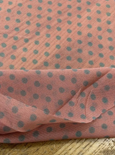 画像5: 生地：ポリエステル 水玉プリントチュール（ピンク×水色） (5)