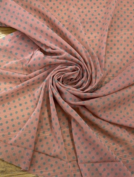 画像7: 生地：ポリエステル 水玉プリントチュール（ピンク×水色） (7)