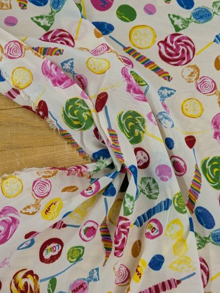 画像6: 生地：ポリエステル100％ キャンディ柄プリント（白） (6)