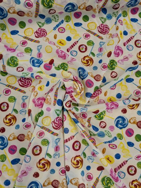 画像7: 生地：ポリエステル100％ キャンディ柄プリント（白） (7)