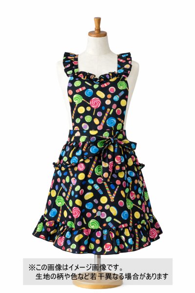 画像1: 生地：ポリエステル100％ キャンディ柄プリント（黒） (1)