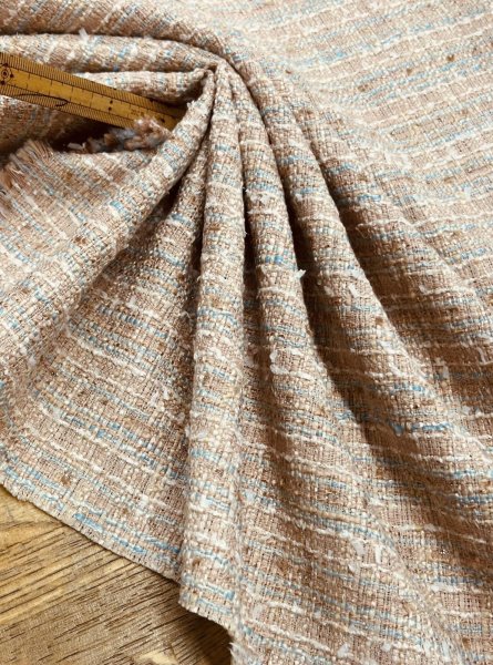 画像6: 生地：コットンポリ ファンシーツイード／ざっくり編み（薄ピンク） (6)