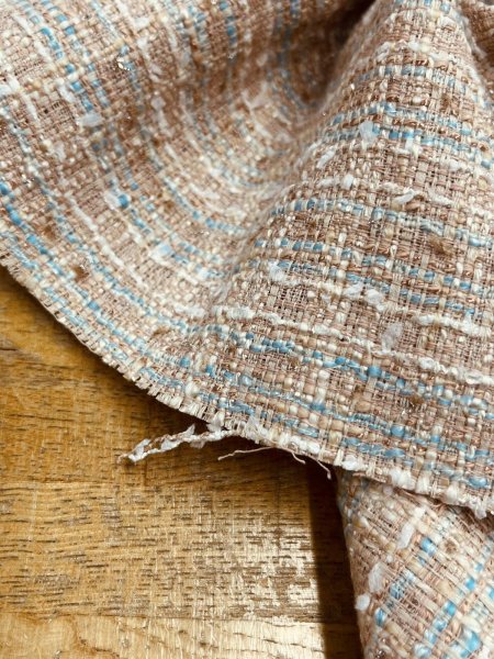 画像8: 生地：コットンポリ ファンシーツイード／ざっくり編み（薄ピンク） (8)