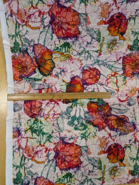 画像3: 生地：綿100％ジャガード フラワープリント（キナリ×赤×オレンジ×緑） (3)