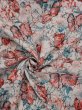 画像5: 生地：綿100％ジャガード フラワープリント（キナリ×赤×緑） (5)