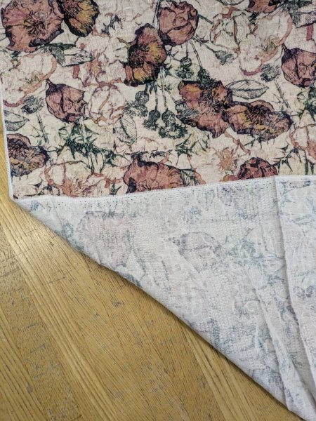 画像5: 生地：綿100％ジャガード フラワープリント（キナリ×茶×緑） (5)