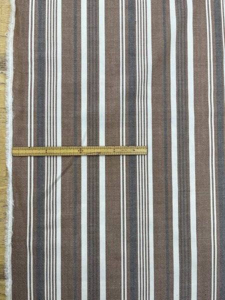 画像2: 生地：綿風ポリエステル混ストライプ（茶） (2)