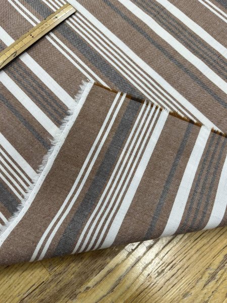 画像4: 生地：綿風ポリエステル混ストライプ（茶） (4)