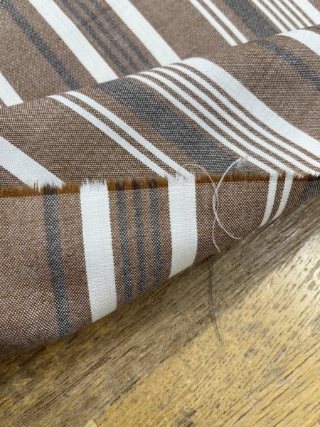 画像5: 生地：綿風ポリエステル混ストライプ（茶） (5)