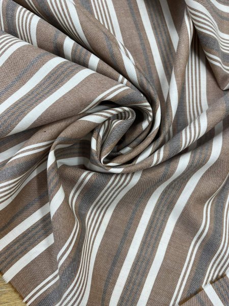画像7: 生地：綿風ポリエステル混ストライプ（茶） (7)