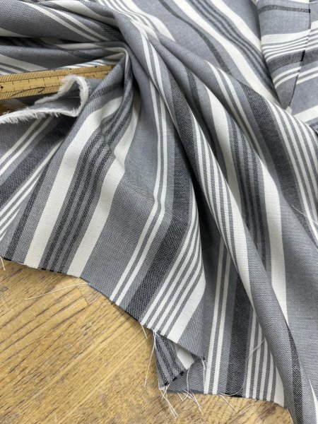 画像6: 生地：綿風ポリエステル混ストライプ（グレー） (6)