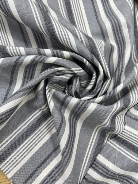 画像7: 生地：綿風ポリエステル混ストライプ（グレー） (7)