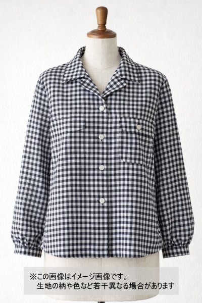 画像1: 生地：ポリエステル 綿風微起毛ギンガムチェック（白×黒） (1)