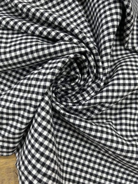 画像7: 生地：ポリエステル 綿風微起毛ギンガムチェック（白×黒） (7)