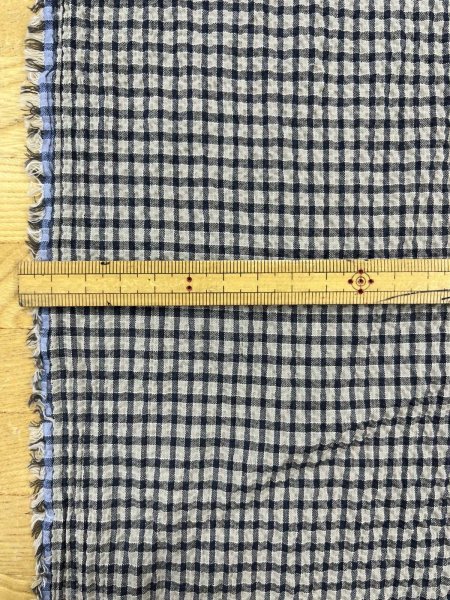 画像3: 生地：綿シャーリングストレッチ 格子柄（グレージュ／紺） (3)