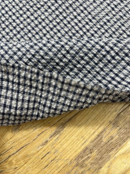 画像5: 生地：綿シャーリングストレッチ 格子柄（グレージュ／紺） (5)