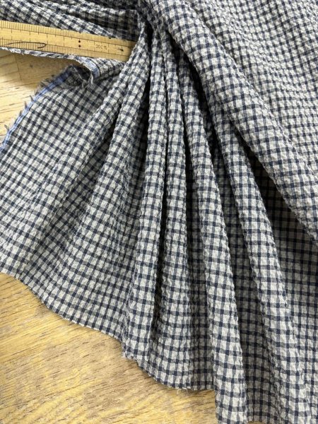 画像6: 生地：綿シャーリングストレッチ 格子柄（グレージュ／紺） (6)