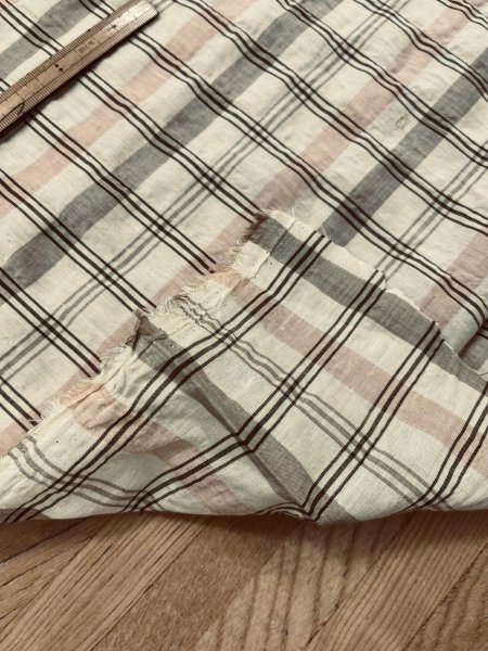 画像4: 生地：綿テンセル先染めシャーリング（ベージュ×ブラウンチェック） (4)