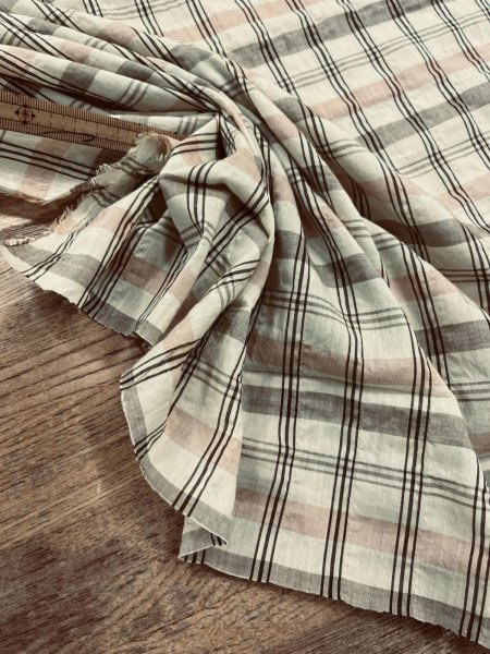 画像6: 生地：綿テンセル先染めシャーリング（ベージュ×ブラウンチェック） (6)