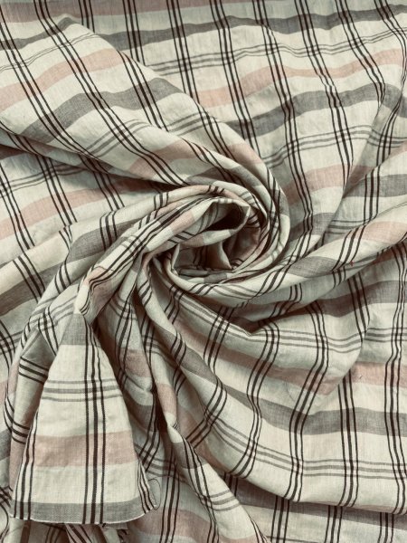 画像7: 生地：綿テンセル先染めシャーリング（ベージュ×ブラウンチェック） (7)