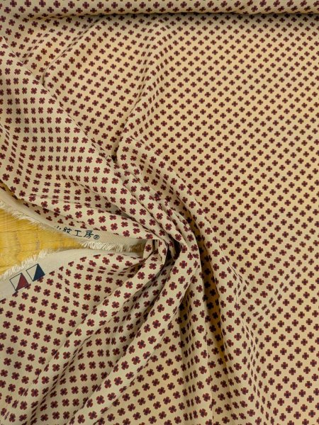 画像6: 生地：ポリ100％Newヴィーナスデシン小花柄（アイボリー×ボルドー） (6)