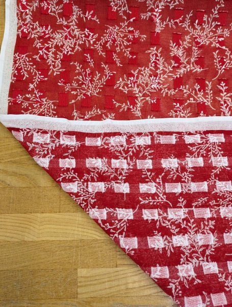 画像4: 生地：綿100％コシラカットプリント（レッド／アイボリー） (4)